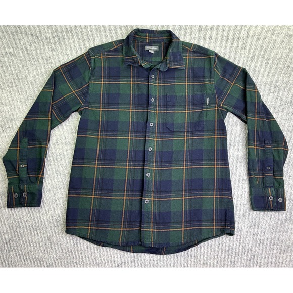Eddie Bauer Other - Eddie Bauer Men's M Green Navy Plaid Flannel Shirt Cotton Button Up Outdoor